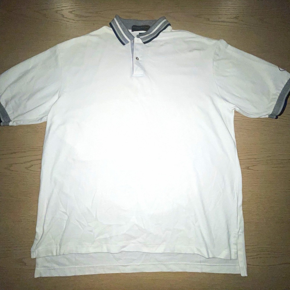 Country Cottons Men’s Polo Shirt 2XL White/Gray Embroidered Logo Golf